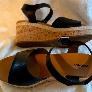 Sonoma Cork Wedge Sandals, size 9
